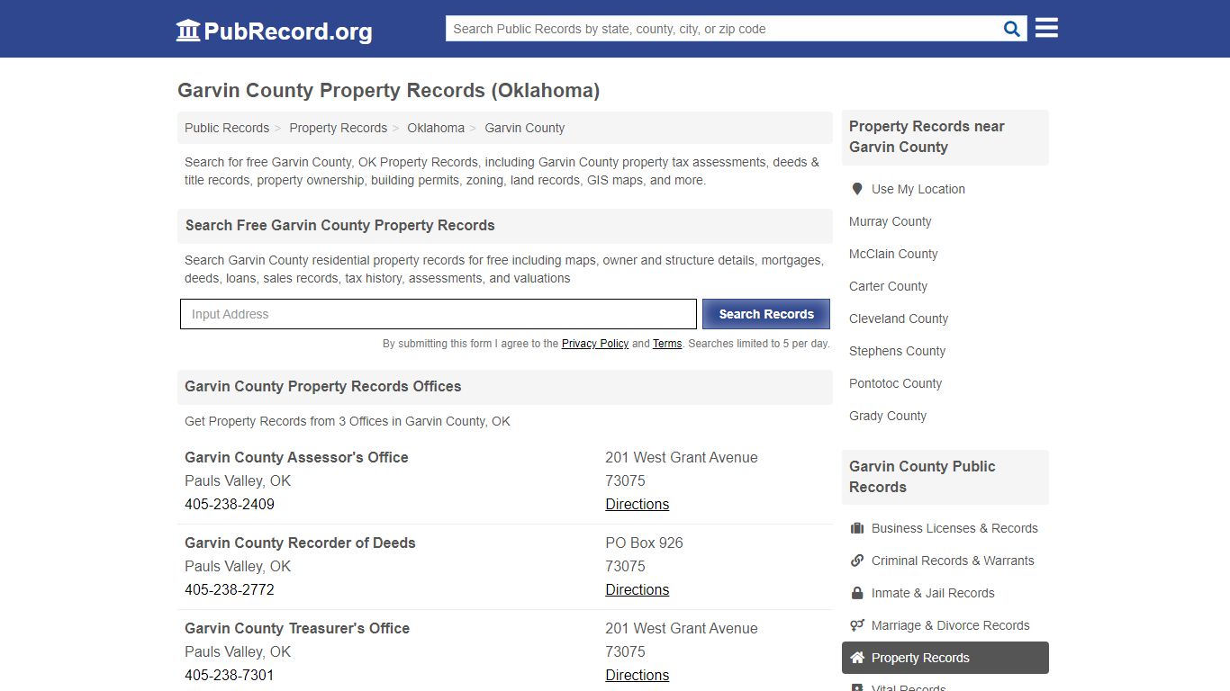 Garvin County Property Records (Oklahoma) - PubRecord.org